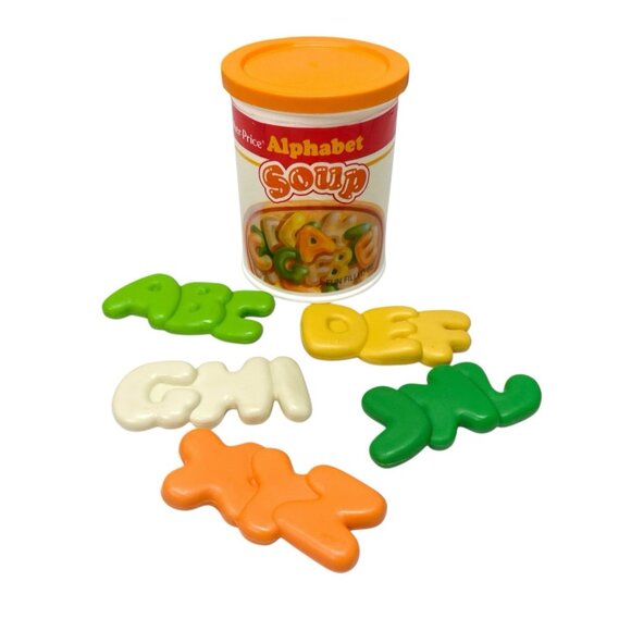 Vintage 1987 Fisher-Price Alphabet Soup Can Fun With Food Play Food - Picture 1 of 5